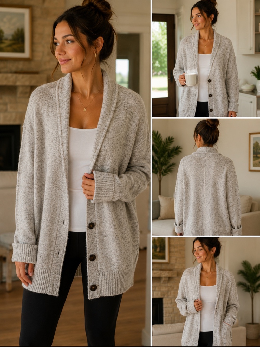 Free People Oversized Cozy Cardigan Sweater Gray Size Small